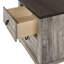 Table de chevet 2 tiroirs Elaya, métal noir, bois gris patiné