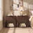 Fluted Nightstand Set of 2 With Faux Marble Top & 2" Thick Panels, 3-Sided Fluted Bedside Table Round Corner-1164591879-1164591876
