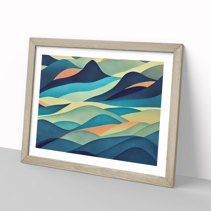 Showstopping Abstract Mountains - Framed Print, 25cm H x 34cm W x 2cm D, Oak