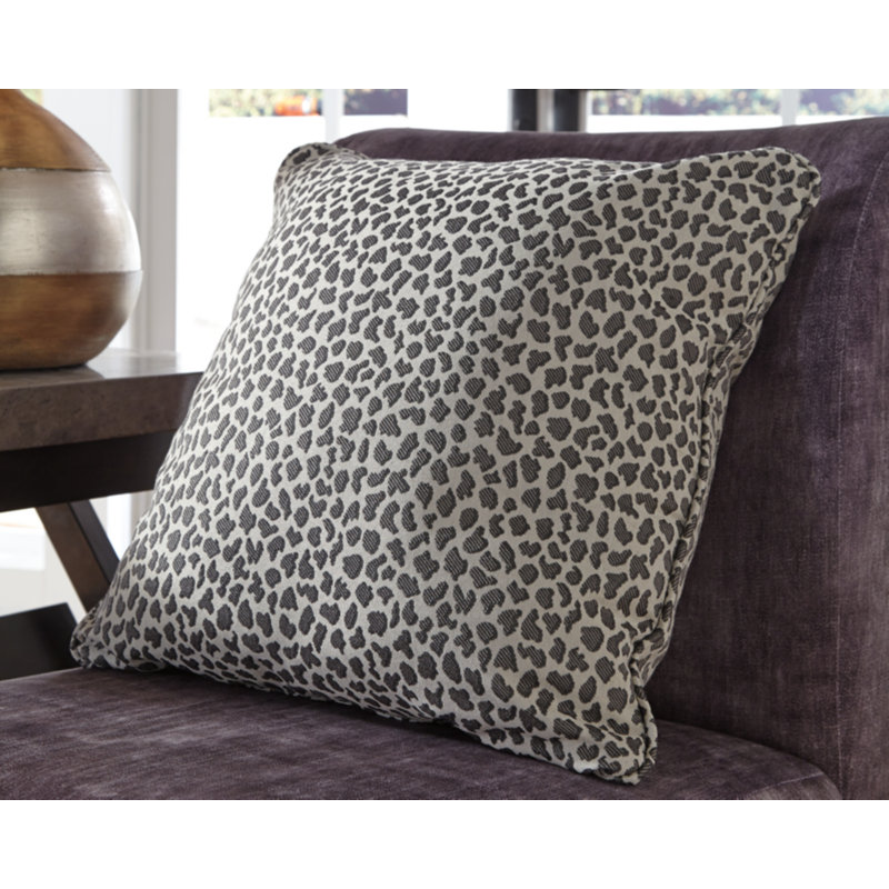 Gray and Black Cheetah Print Outdoor Square Pillow
