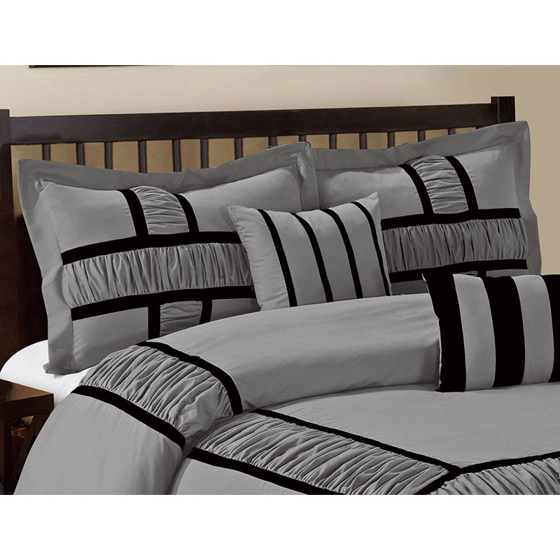 Comforter, Gray/Black, Queen Comforter + 6 Additional Pieces