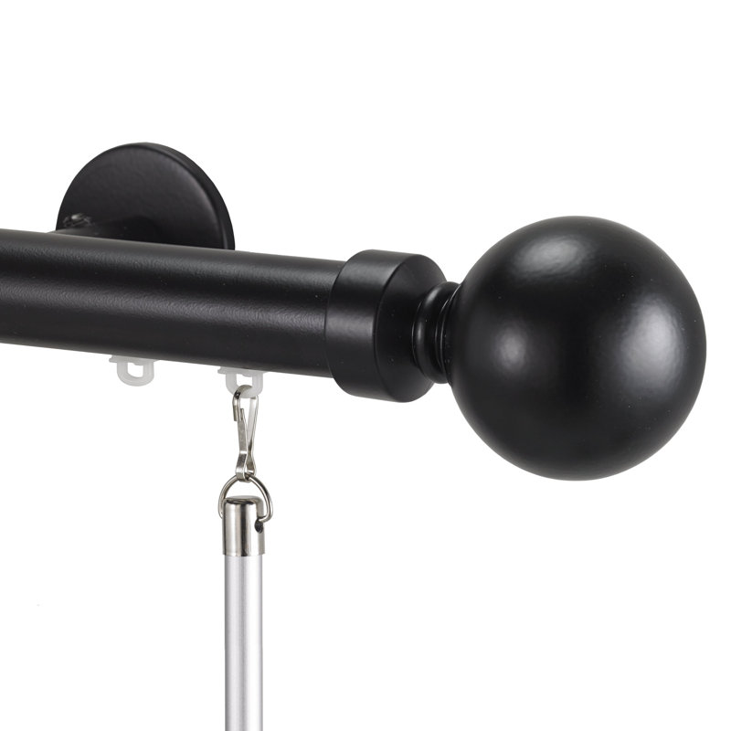 Tringle à rideaux simple Tatman, H 3 po x l 120 po x P 3,38 po, Noir