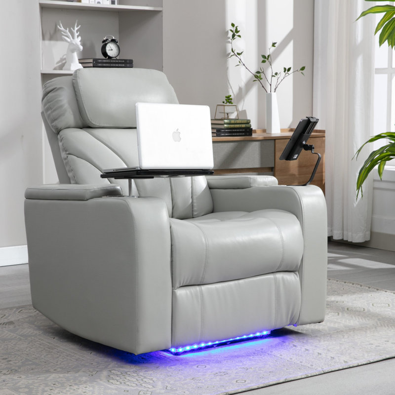Fauteuil inclinable électrique Premium, Similicuir gris clair