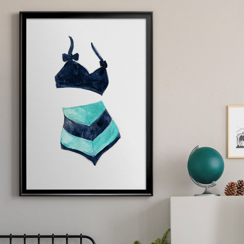 Rétro maillots de bain III - Peinture sur toile encadrée, Noir, H 30,5 po x l 42,5 po x P 1,5 po