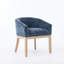 Fauteuil en chenille bleu riche pour la salle à manger et le salon, style baril de style Mid-Century moderne, structure en bois massif, siège de 19 pouces de large