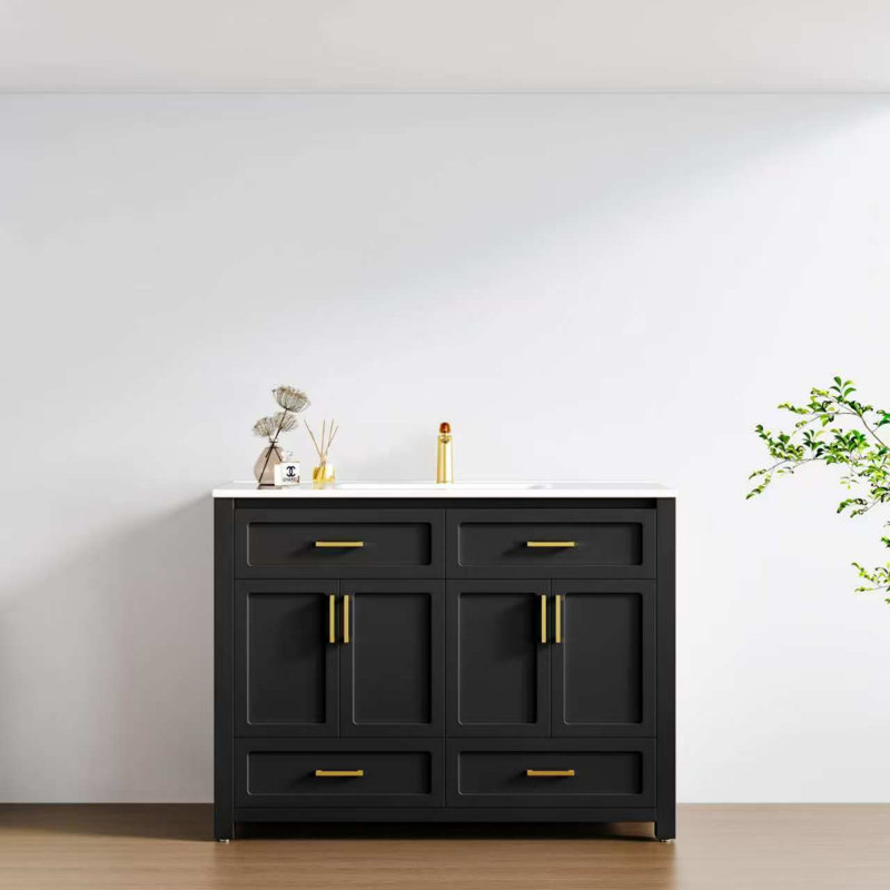 Ensemble de meuble-lavabo avec lavabo en céramique, Blanc