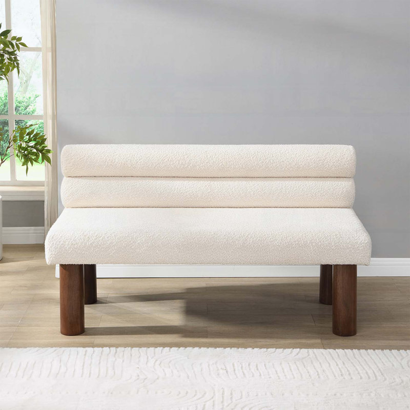 Banc élégant avec pieds en bois, sièges confortables pour la salle à manger, la chambre à coucher et le salon, Beige