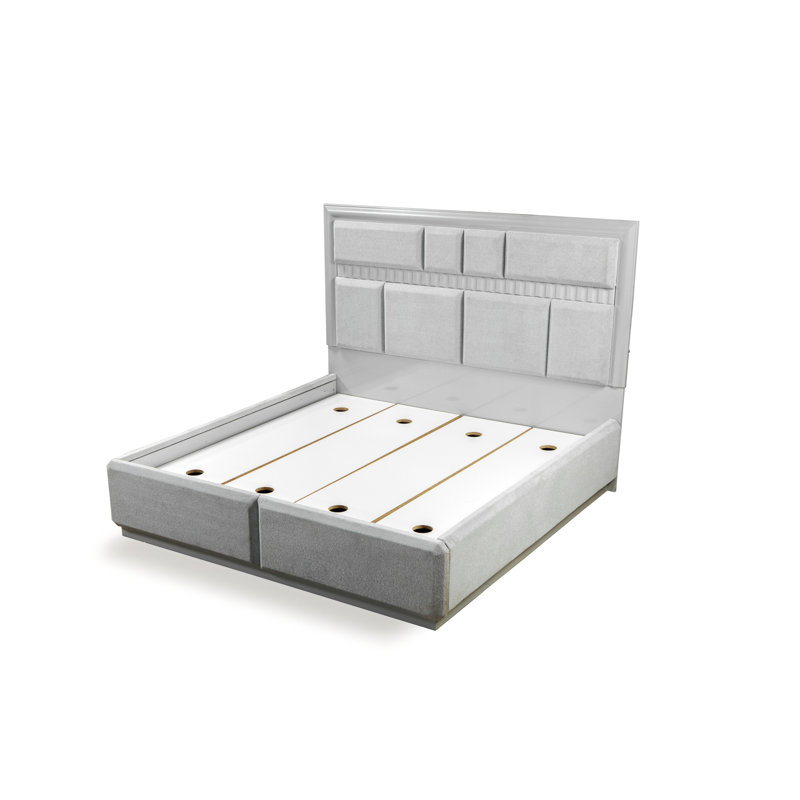 Crispina Upholstered Panel Bed, Queen, Gray