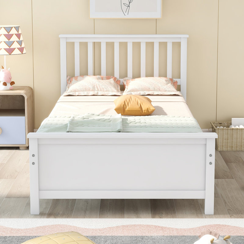 Solid Wood Slat Bed, White