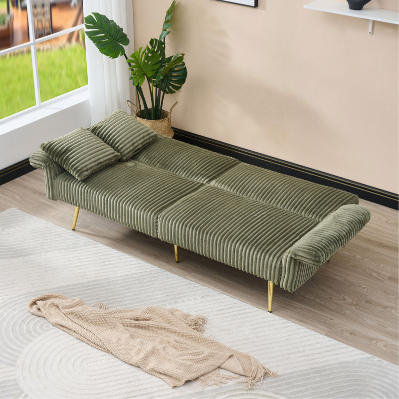 79 Inch Corduroy Sofa Bed, Green