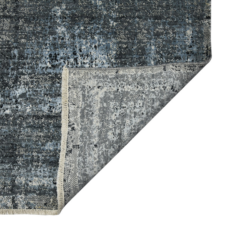 One-of-a-Kind Dazzle Modern Hand-Knotted 2'X3' Wool Blue Area Rug, Rectangle 2' x 3'
