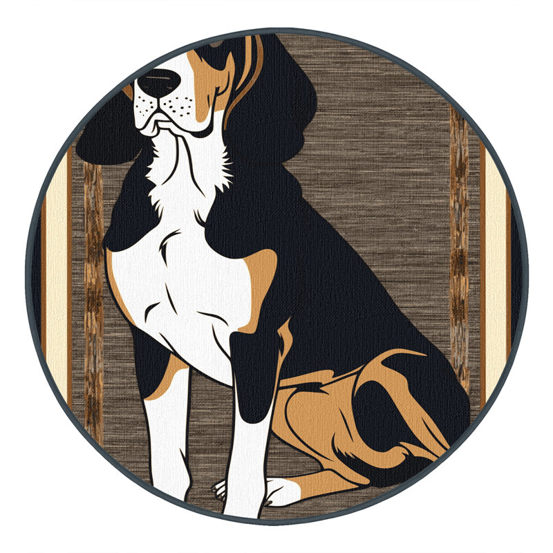  Tapis lavable American English Coonhound Dogs, Rond 4 pi
