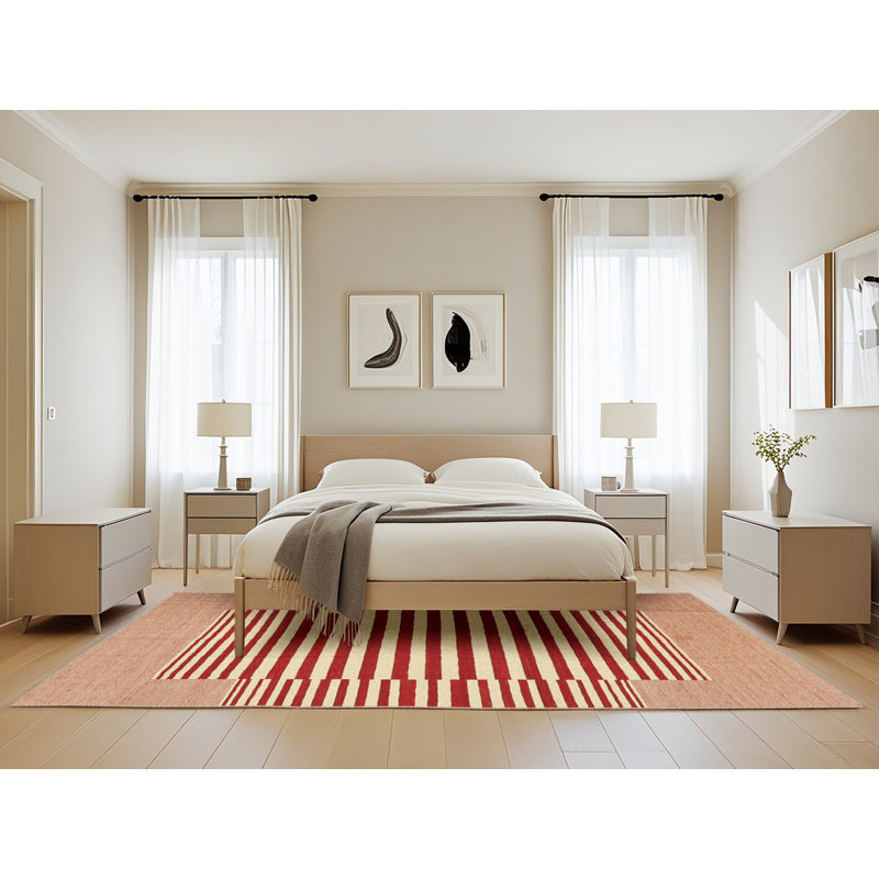 Tapis de zone rouge contemporaine, Rectangle 5 pi x 8 pi