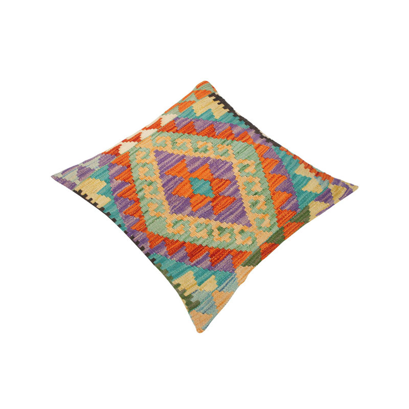 Tribal Kilim Pillows Geometric Throw Pillow, Beige/Orange/Blue
