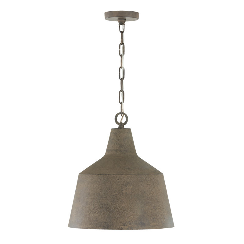 15.50"W x 17"H Quarry 1-Light Tapered Metal Pendant, Clay, Clay