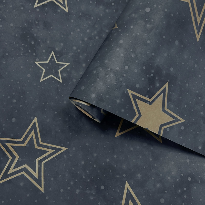 10.05m x 53cm Matte Wallpaper Roll, Navy Gold