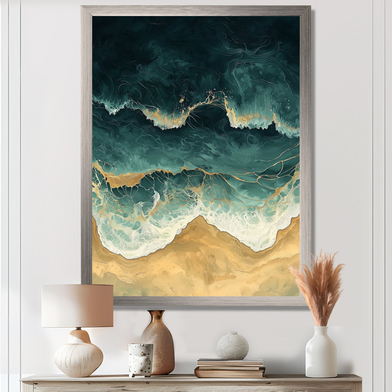 Kalb - impressions sur toile côtières, Argent argent, H 20 po x l 12 po, Reproduction encadrée sans passe-partout