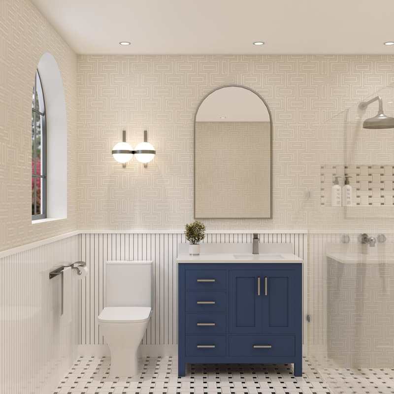 Base de meuble-lavabo simple 35 po Rooh, Bleu marine