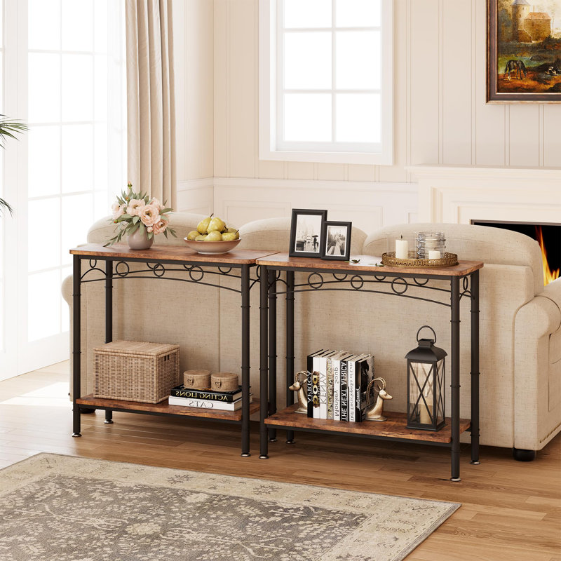 Console Shamella, Plateau noir / structure noire, H 31,8 po x l 31,5 po x P 11,8 po