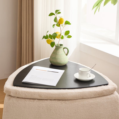 Ensemble de repose-pieds polyvalent en fausse fourrure pour le salon et la chambre à coucher - rangement, repose-pieds et table basse avec pieds en métal