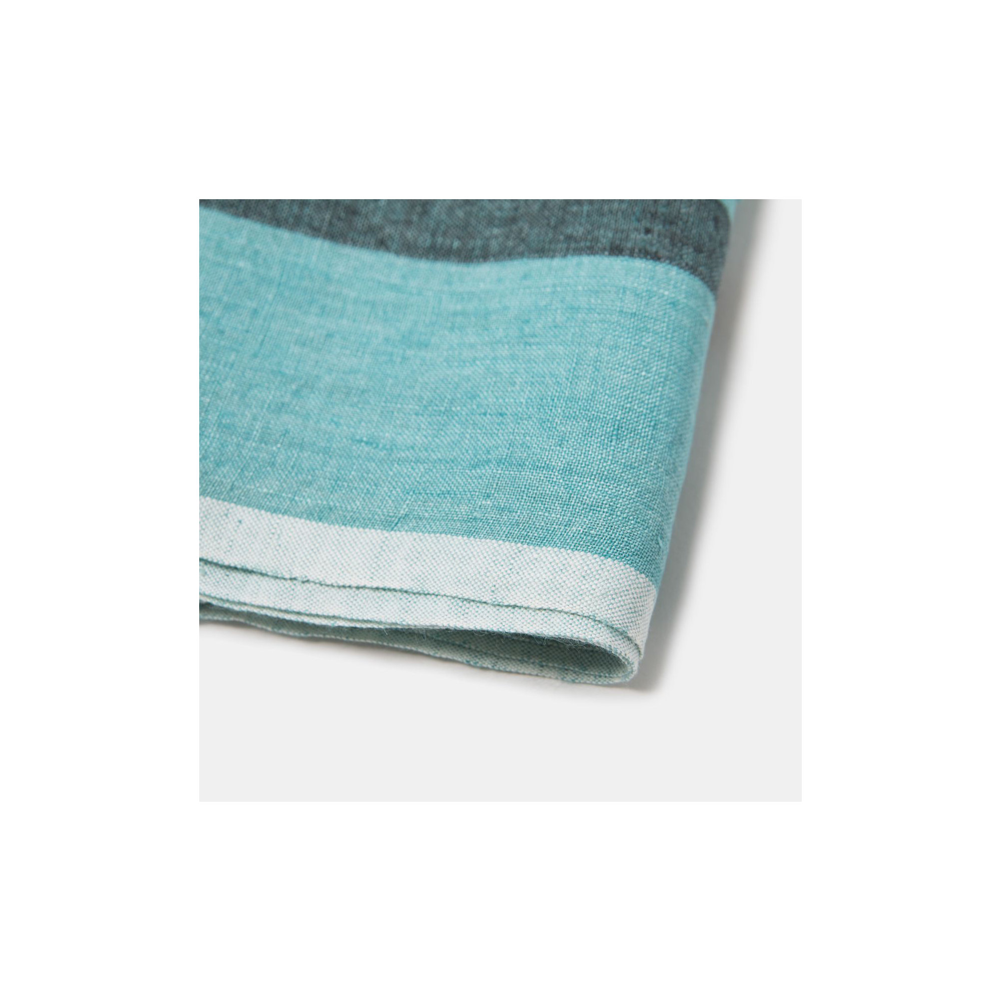 Tegan Linen Stripe 20" Napkin, Aqua/Charcoal