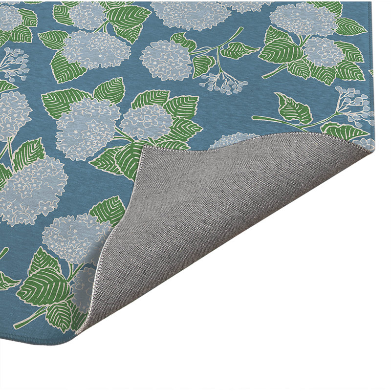 Tapis de cuisine Hydrangea, Rectangle 4pi x 6 pi, Bleu denim