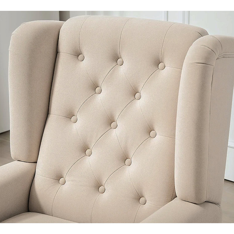 Chaise longue capitonnée à boutons, beige