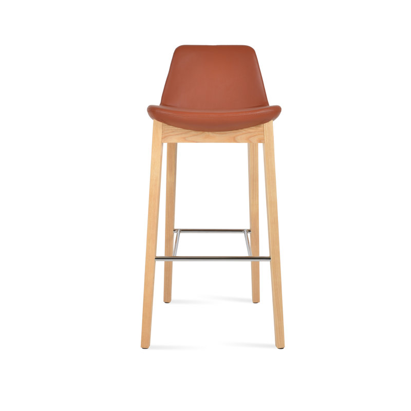 Tabouret de bar et de comptoir en bois de frêne naturel Pera, Outil de comptoir (siège d'une hauteur de 24 po), Vert V.