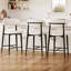 Ensemble de 2 tabourets de bar modernes de hauteur comptoir rembourrés en tissu beige avec pieds en métal noir pour îlot de cuisine