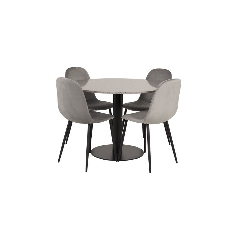 Withernsea 4 - Person Dining Set, Light Grey, Brown