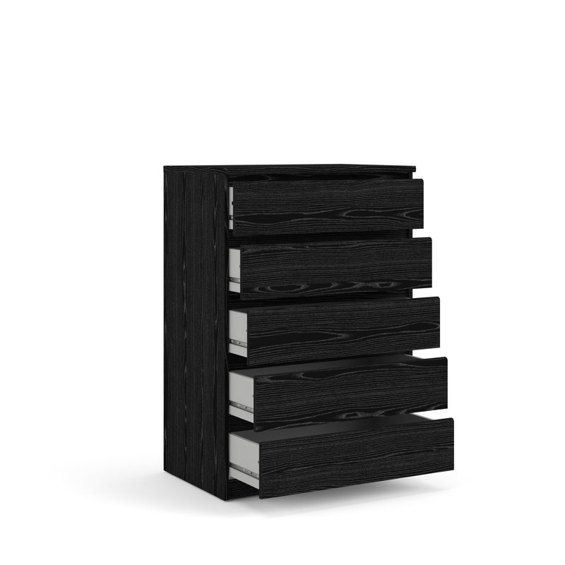 Jada 5 Drawer 30.31" W Chest, Black Wood Grain