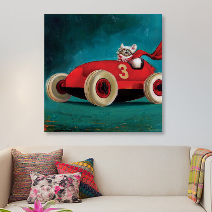 « speed racer », art sur toile, H 12 po x l 12 po x P 1,5 po, Toile tendue, Pas de tapis