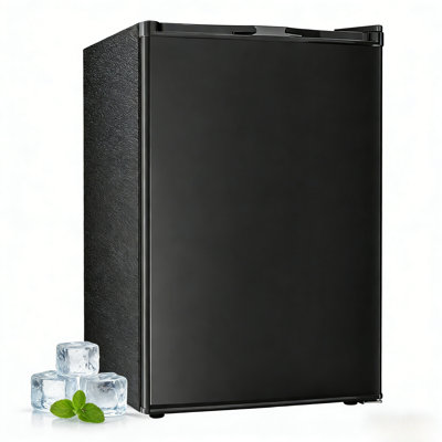 4.41 Cu.ft Black Compact Mini Fridge: Single Door, Adjustable Thermostat, Glass Shelves - Energy Saving & Low Noise For Bed/Office/Dorm