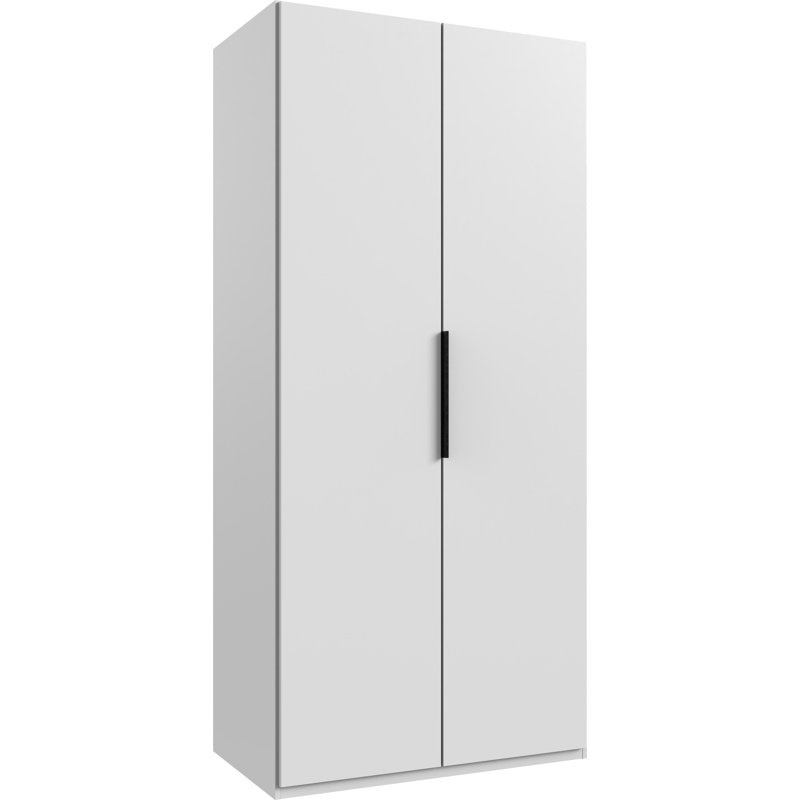 Guardino 2 Door Wardrobe, White, 236cm H x 100cm W x 58cm D