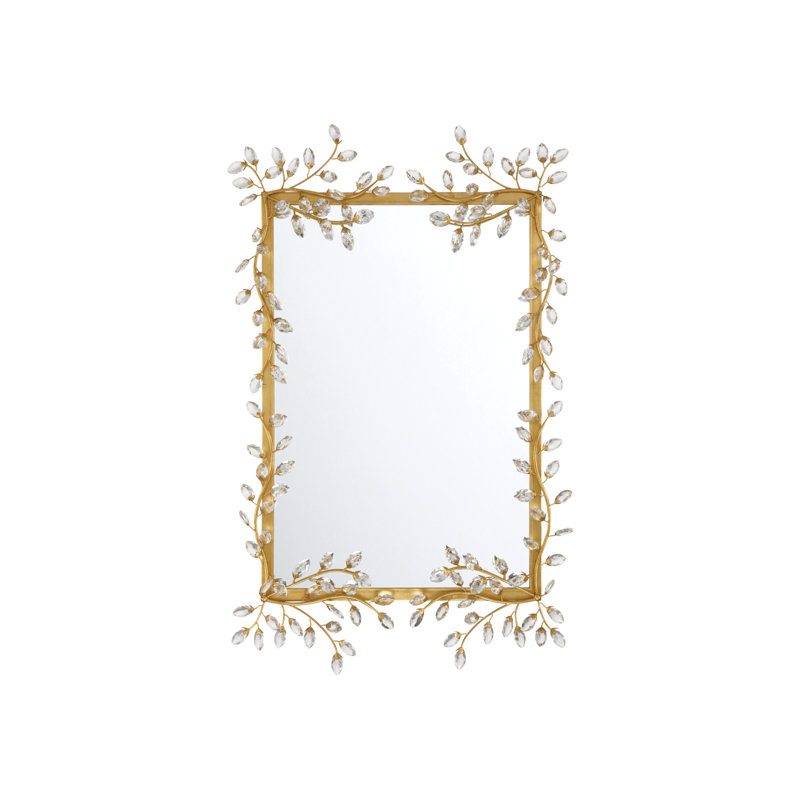 Forget-Me-Not Rectangle Beveled Mirror, Gold