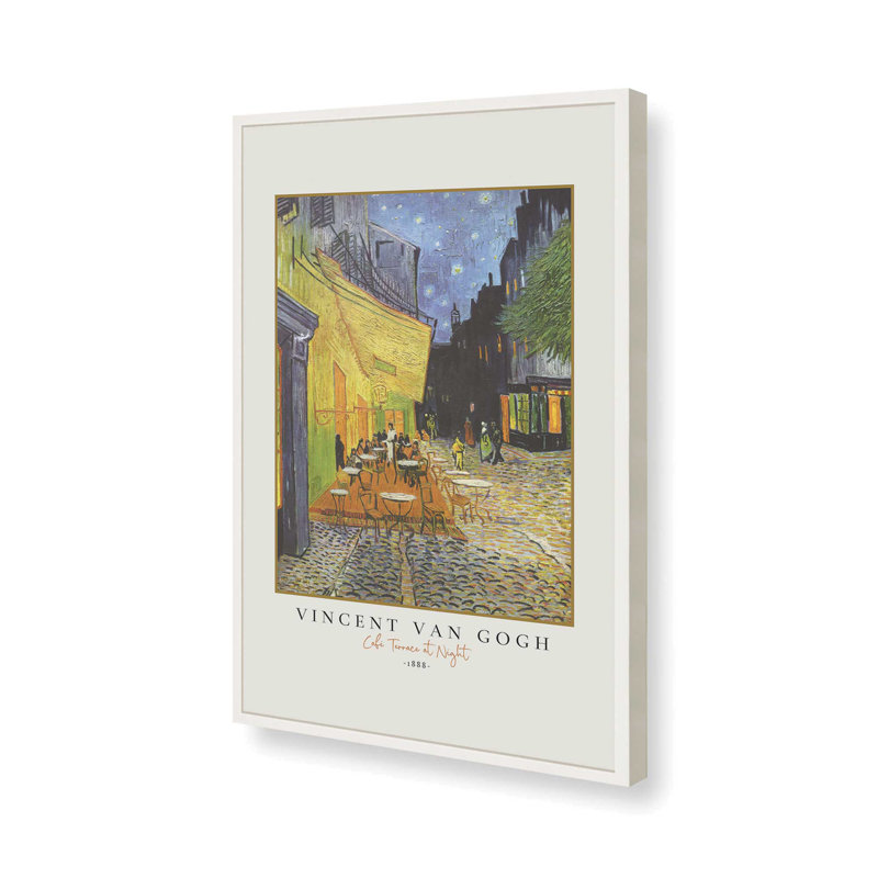 Van Gogh's Cafe Terrace at Night v3, impression , H 11 po x l 9 po x P 1,25 po, Reproduction encadrée sans passe-partout