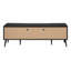 Meuble télé Mid-Century moderne 72 po avec rangement, stratifié noir, centre multimédia-514155709