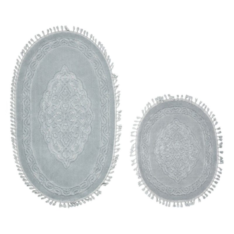 Ensemble de 2 tapis de bain Haversham, Gris clair