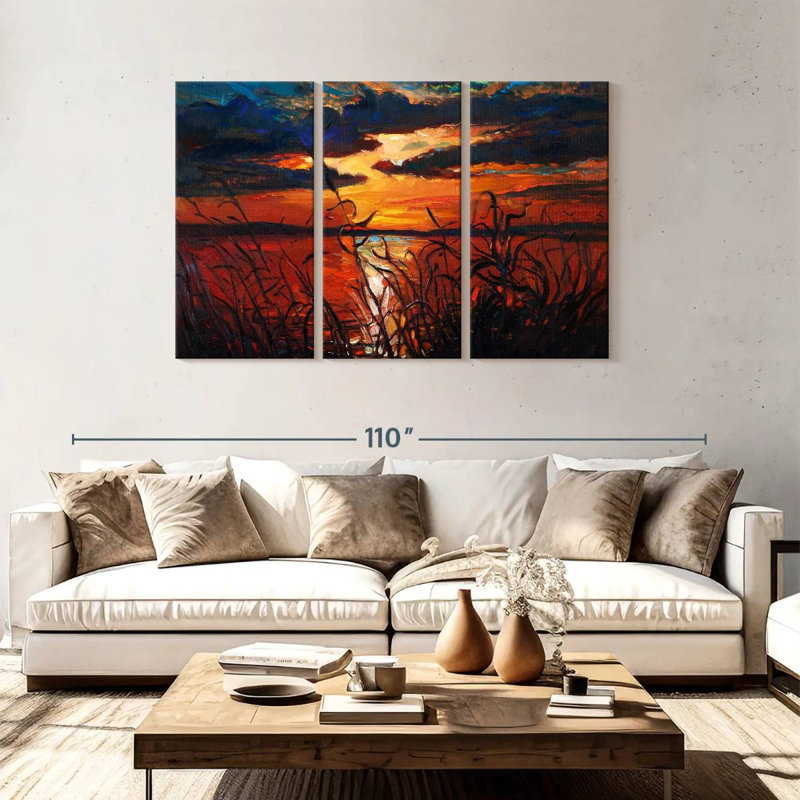 Coucher de soleil foncé Gillard, H 48 po x l 74 po
