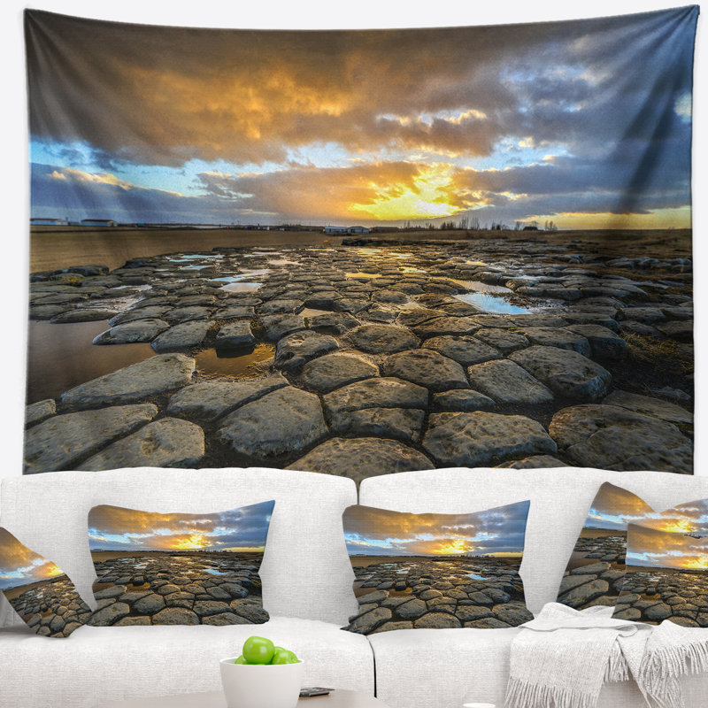 Tapisserie seascape kirkjugolf de l’église au soleil, H 32 po x l 39 po