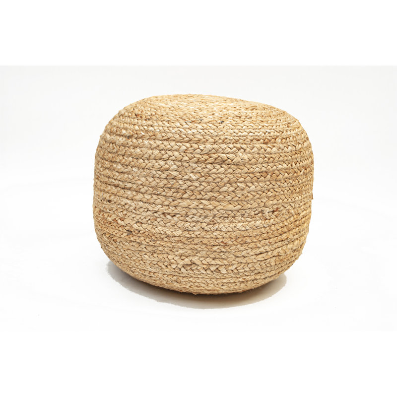 North Brookfield Upholstered Pouf, Natural Jute Cotton Blend