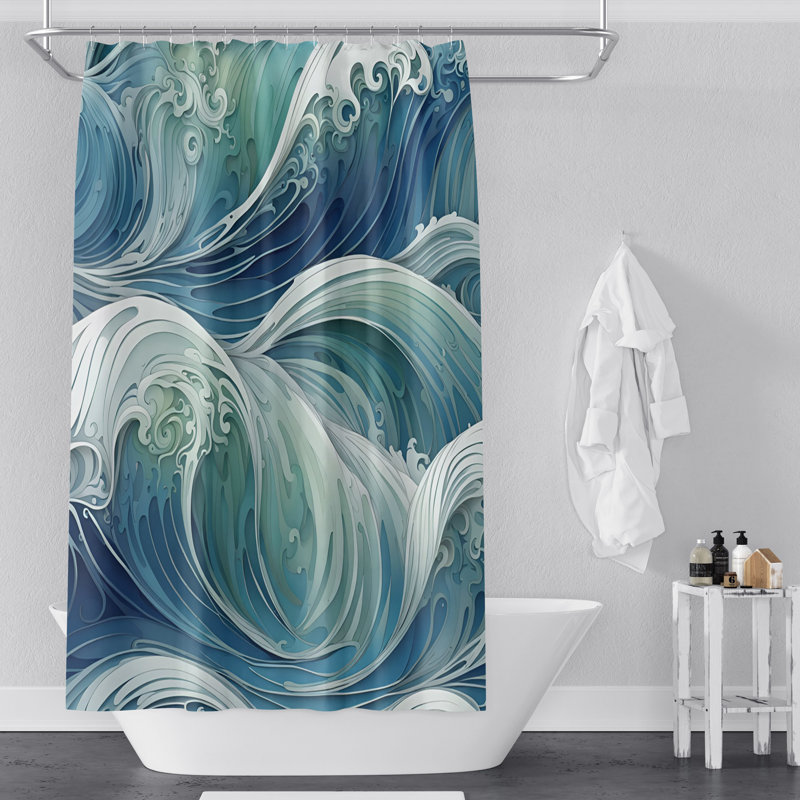 Rideau de douche abstrait, H 72 po x l 70 po