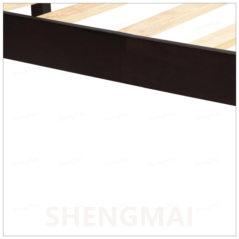 Structure de lit plateforme simple avec tête de lit, support en lattes de bois, aucun sommier nécessaire, durable et élégant