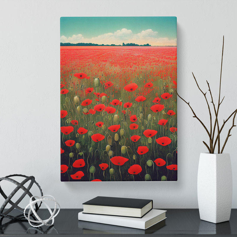 Pyrrhos Poppy Field Vol.3 - Wrapped Canvas, 50cm H x 35cm W x 3cm D