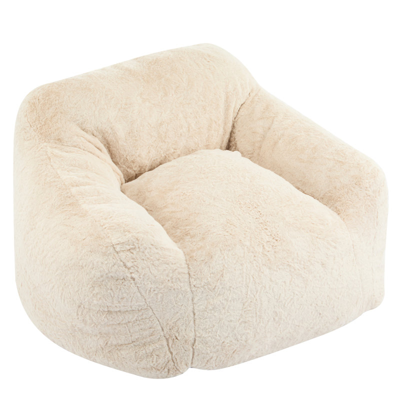Beige Indoor Bean Bag In Armchair Style, Structured Silhouette, Supportive , Personalized Foam Support, Good For Binge - Watching Style With Defined , Adaptive Shredded Foam, Soft Fabric, Promotes