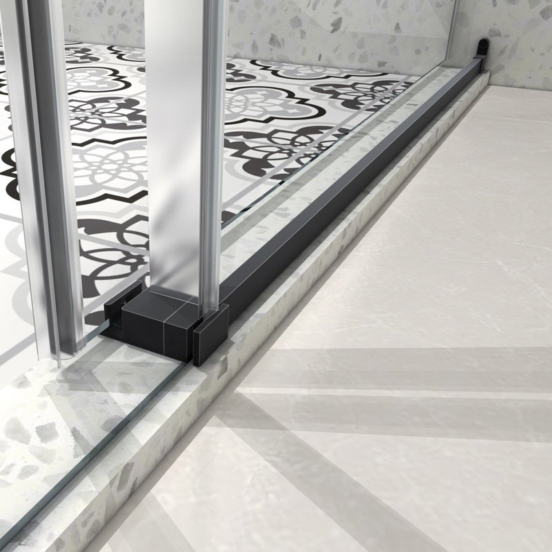 Panneau de douche noir mat 6063 - porte, poulies en acier inoxydable 304 de 70 mm, nettoyage Nano, clôture de salle de bain à fermeture en douceur avec une grande fonction réglable fixe et coulissante, membrane facile à coller,
