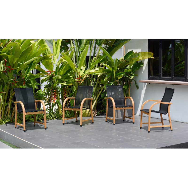 Chaise de patio moderne à finition teck Rafael