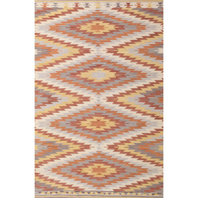 Tapis rouge / beige Leigha