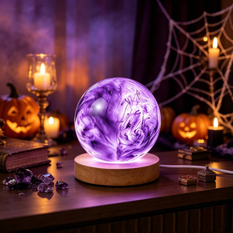 Décoration d'Halloween, décoration festive pour la maison, veilleuse lumineuse multicolore en résine