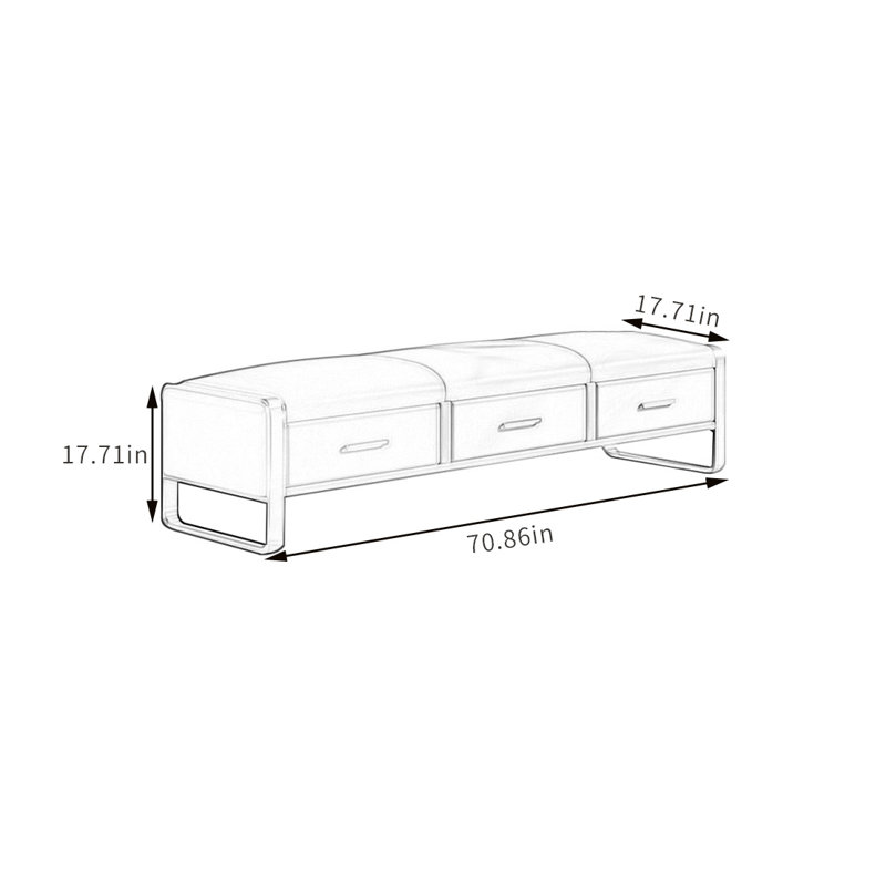 Banc de rangement rembourré en microfibre Esthen, Gris
